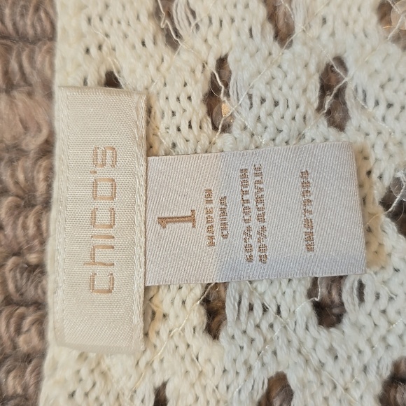 Chico's Lacey Knit Sequins Sweater | Ivory | Size 1 - Picture 3 of 4